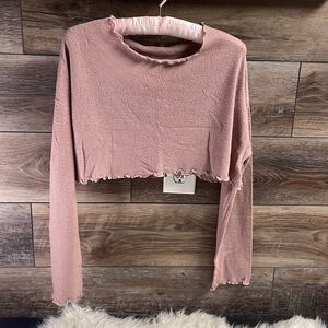 Blue Blush Women’s Long Sleeve Crop Top Size Small Dusty Rose
